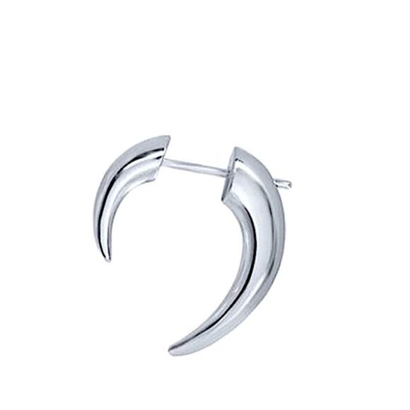 Silver Spiked Horn Earrings Ear Jacket Front Back Spike Minimalist Punk Gothic - Picture 8 of 8